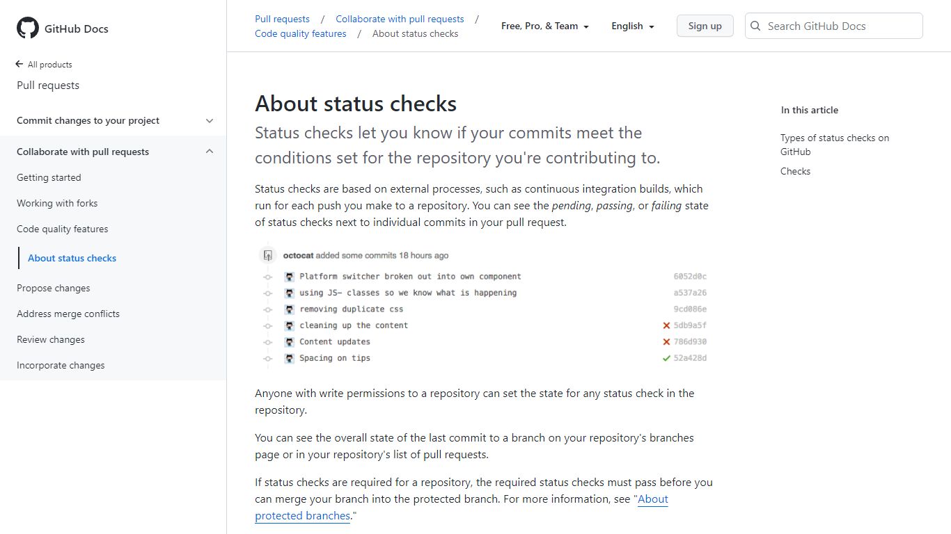 About status checks - GitHub Docs